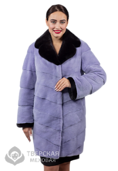 Норковая шуба «Парадиз» воротник сиреневый